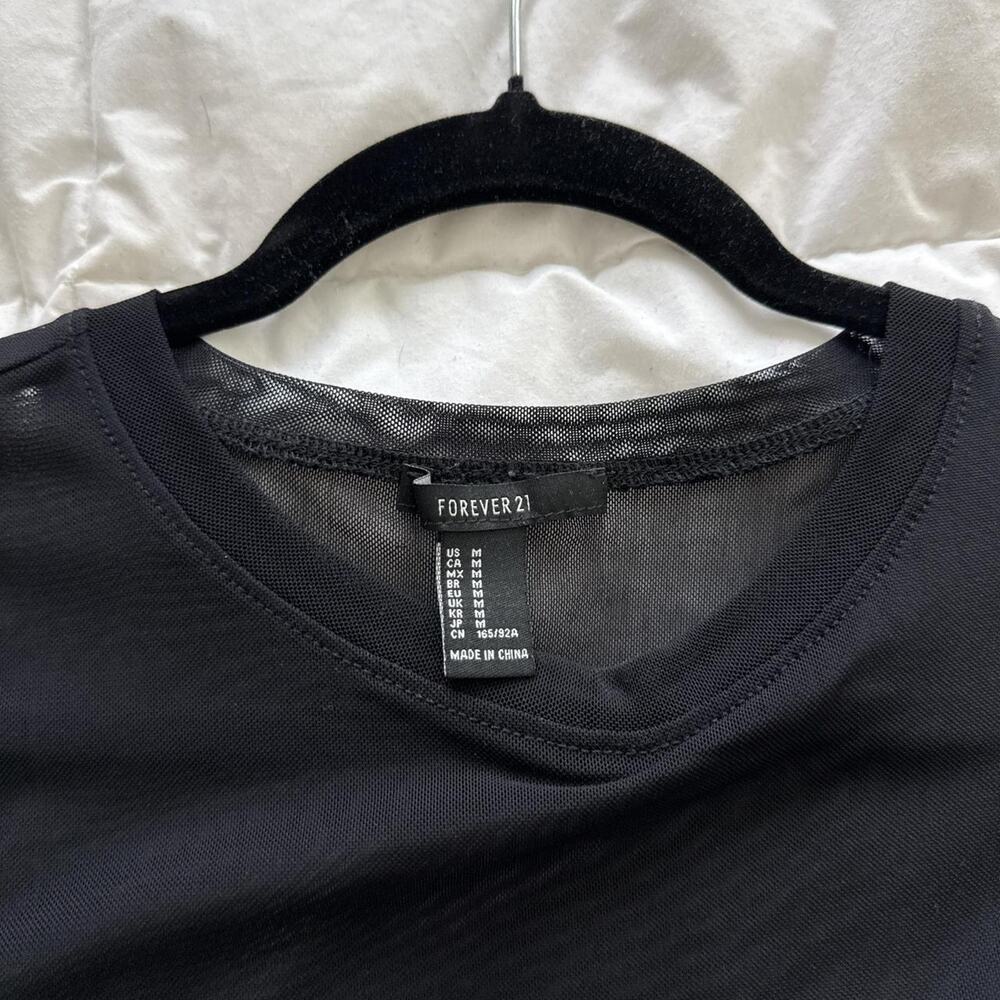 Black mesh top with ruffle - Picture 2 of 3